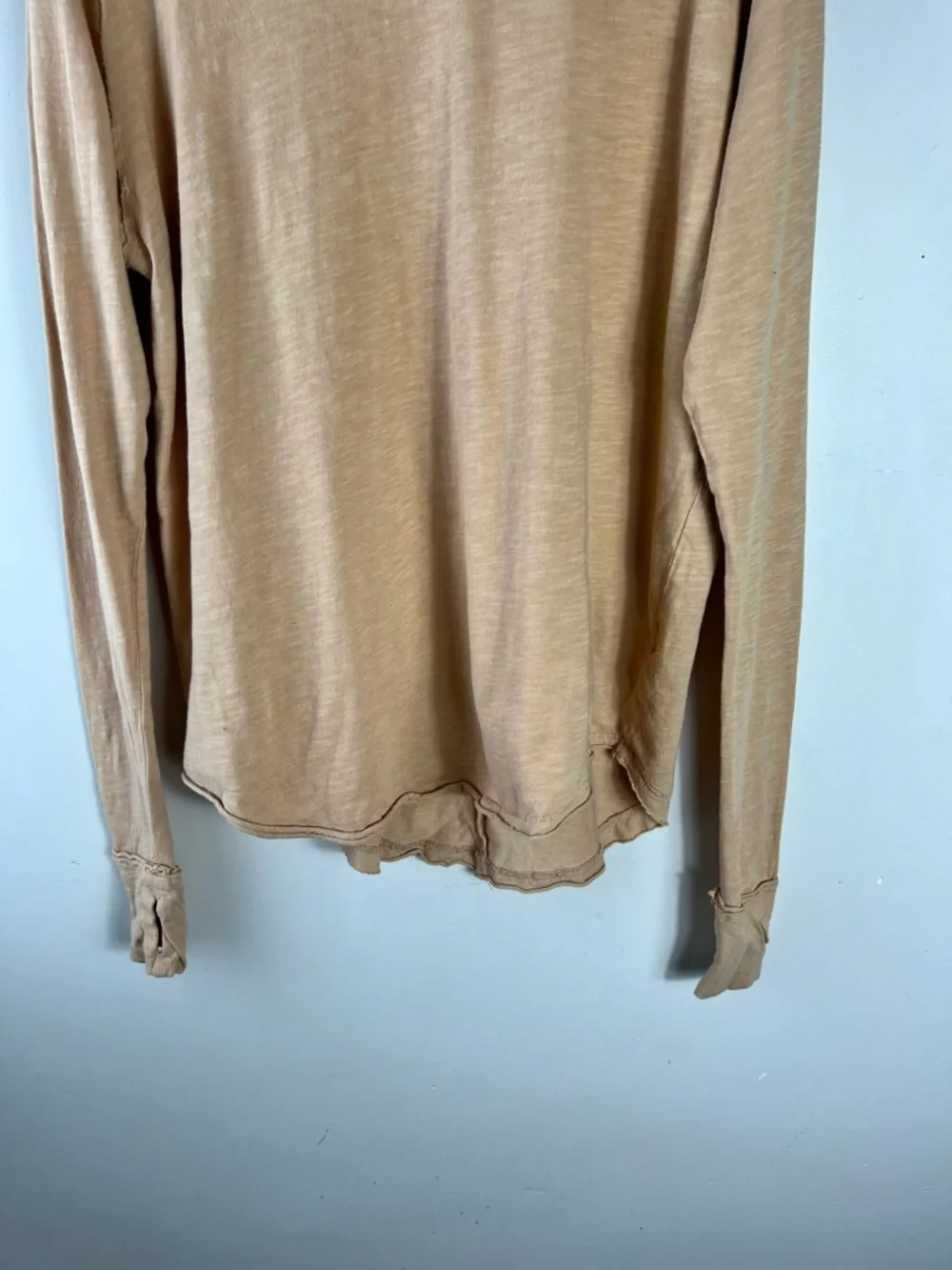 Free People We The Free Arden Tee Long Sleeve Size XS Oversized In Camel Cotton - Picture 5 of 10